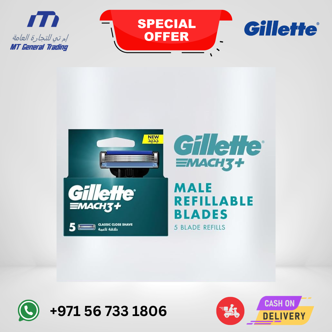 Gillette Mach3+ Refillable Razor for Men – 5 Blade Refills – UAE Edition (2)