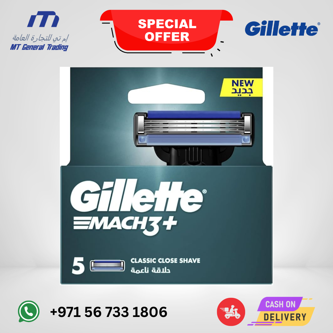 Gillette Mach3+ Refillable Razor for Men – 5 Blade Refills – UAE Edition