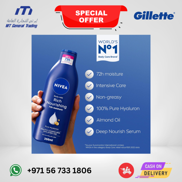 NIVEA Body Lotion Rich Nourishing for Dry to Very Dry Skin, 5in1 Care – 250ml
