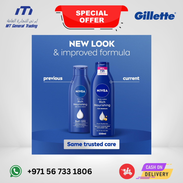 NIVEA Body Lotion Rich Nourishing for Dry to Very Dry Skin, 5in1 Care – 250ml