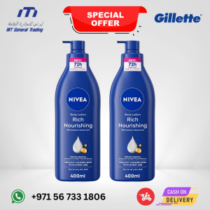 NIVEA Body Lotion for Dry Skin, Rich Nourishing 5in1 Care, 2x400ml Pack