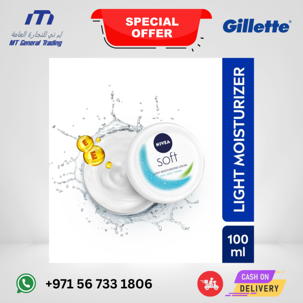 NIVEA Soft Crème Moisturizer for Face, Hands & Body – 100ml | Vitamin E & Jojoba Oil